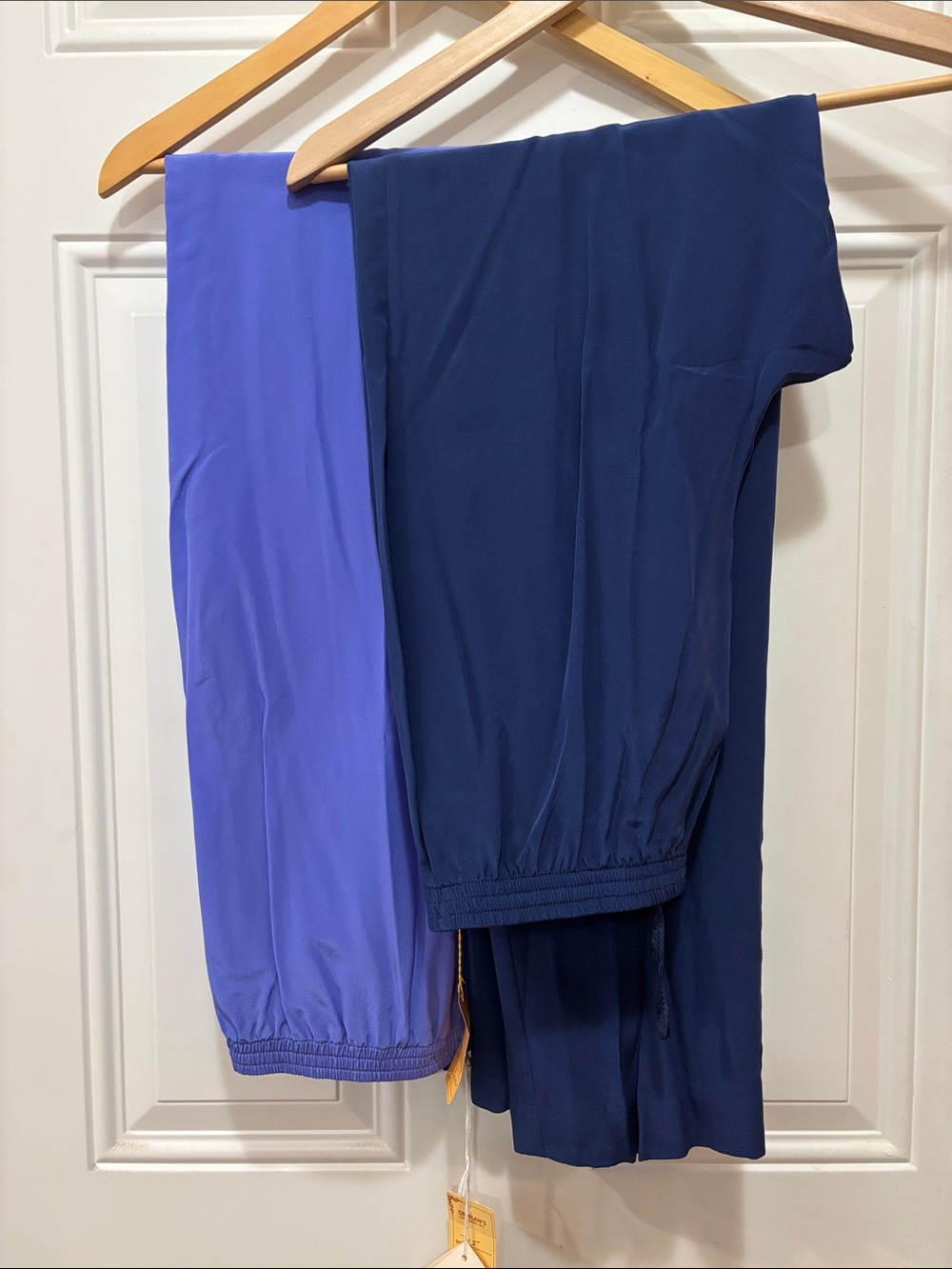 Vintage NWT Brijo 100% Crepe Silk Pants, Navy and Light Purple, in Size M